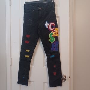 Rue21 Premuim Denim Blk CASH Colorblock Skinny Jeans Sz 26X30
